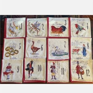 WILLIAMS SONOMA collectible 12 days of Christmas napkins